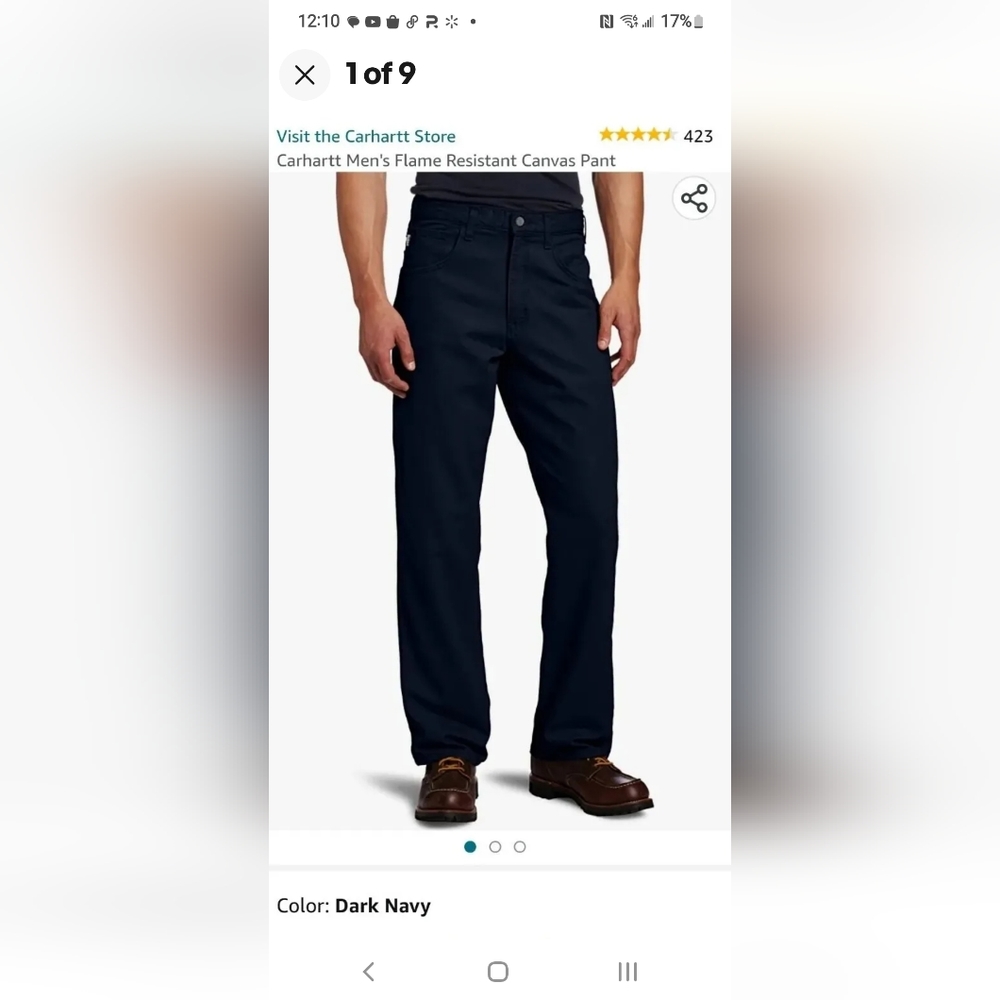 New Mens Carhartt FR Dungaree Pants Size 34x30